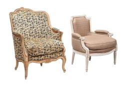 TWO FRENCH ARMCHAIRS IN LATE 18TH AND EARLY 19TH CENTURY STYLE