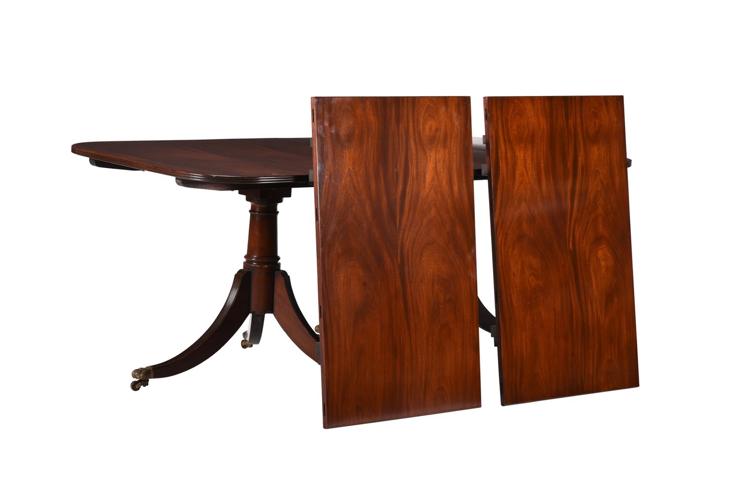 A MAHOGANY TWIN PEDESTAL DINING TABLE IN GEORGE III STYLE - Image 2 of 3