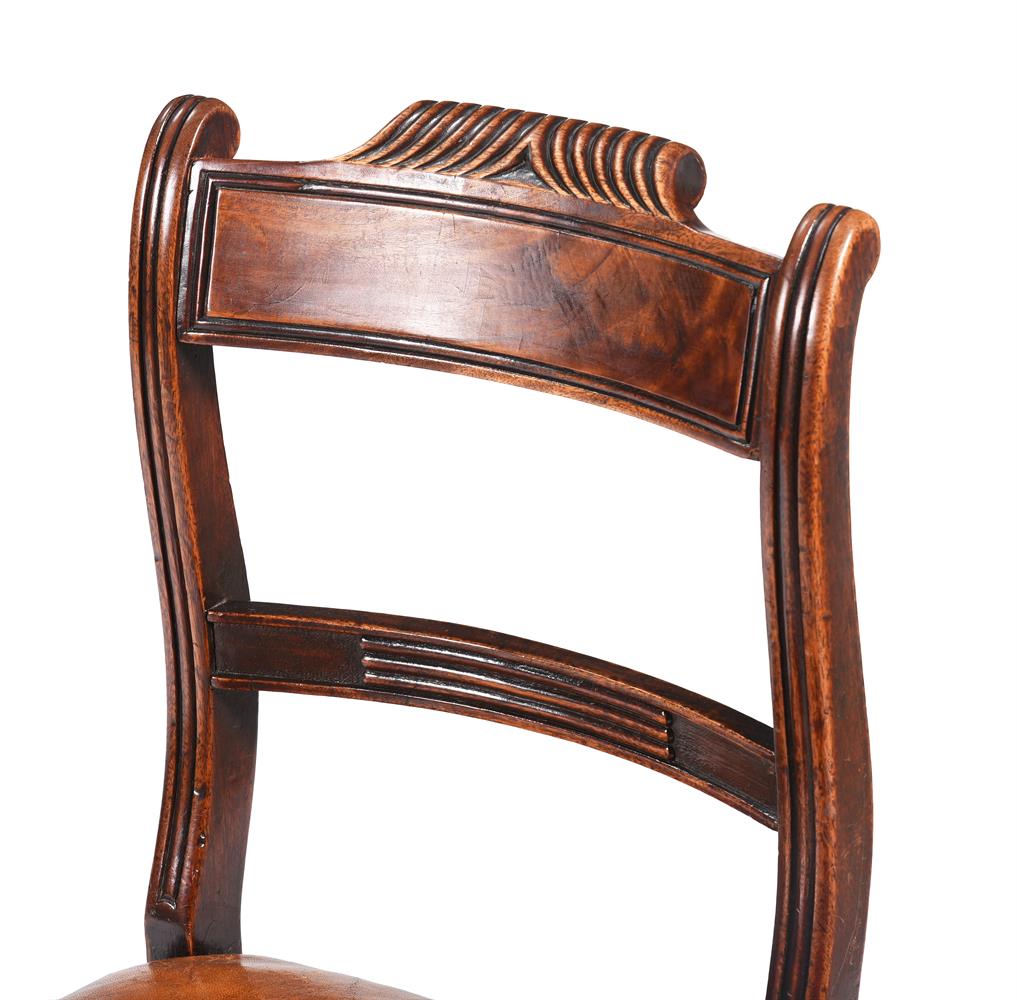 A SET OF EIGHT GEORGE IV MAHOGANY AND LEATHER UPHOLSTERED DINING CHAIRS - Image 3 of 3