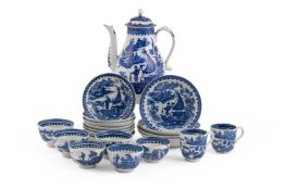A COMPOSITE GROUP OF 'FISHERMAN AND CORMORANT' PATTERN TEA AND COFFEE WARES