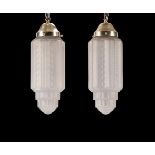 A PAIR OF HANGING LANTERNS IN ART DECO STYLE