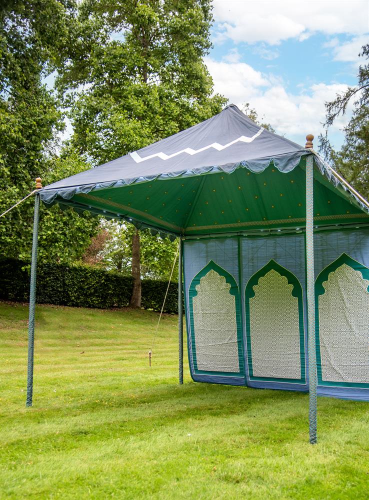 A GREEN AND BLUE SHAMIANA TENT - Image 3 of 6