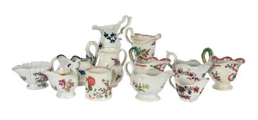 A SELECTION OF ENGLISH PORCELAIN CREAM JUG AND A WORCESTER COFFEE CAN