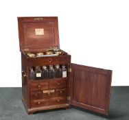 A GEORGE III MAHOGANY TABLE TOP APOTHECARY CABINET