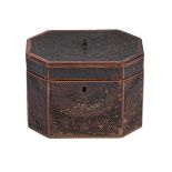 A GEORGE III ROLLED PAPER TEA CADDY