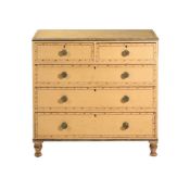 A PAINTED PINE CHEST OF DRAWERS