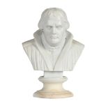 A MEISSEN BISCUIT PORCELAIN BUST OF MARTIN LUTHER