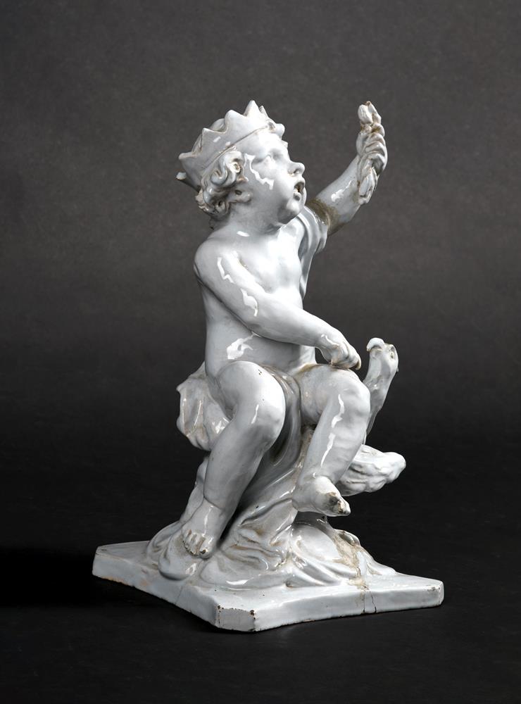 AN ITALIAN WHITE FAIENCE MODEL OF A CHILD AND EAGLE - Image 3 of 3