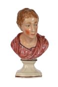 A STAFFORDSHIRE PEARLWARE BUST OF THE POET ALEXANDER POPE (1688-1744)
