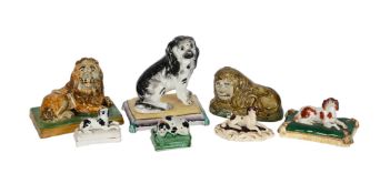 AN ASSORTMENT OF STAFFORDSHIRE MODELS OF ANIMALS