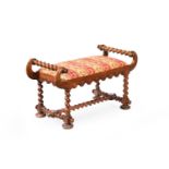 A VICTORIAN WALNUT HALL BENCH