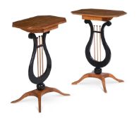 A PAIR OF BIRCH AND EBONISED OCCASIONAL TABLESIN BEIDERMEIER STYLE