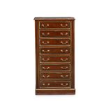 A MAHOGANY , BRASS MOUNTED AND MARBLE TOPPED CHEST OF DRAWERS