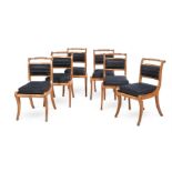 A SET OF PAINTED BEECH AND CANED DINING CHAIRS FIRST HALF 19TH CENTURY