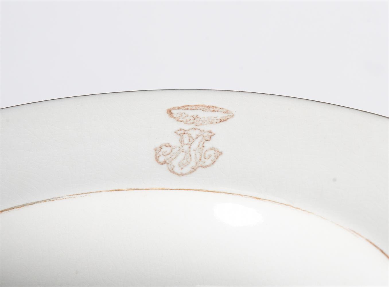 A FRENCH MONOGRAMMED AND WHITE POTTERY PART DINNER SERVICE MODERN - Image 2 of 2