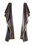 A PAIR OF LACQUERED AND PAINTED DRAPED PANELSMODERNapproximately 252cm long