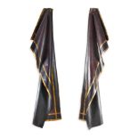 A PAIR OF LACQUERED AND PAINTED DRAPED PANELSMODERNapproximately 252cm long