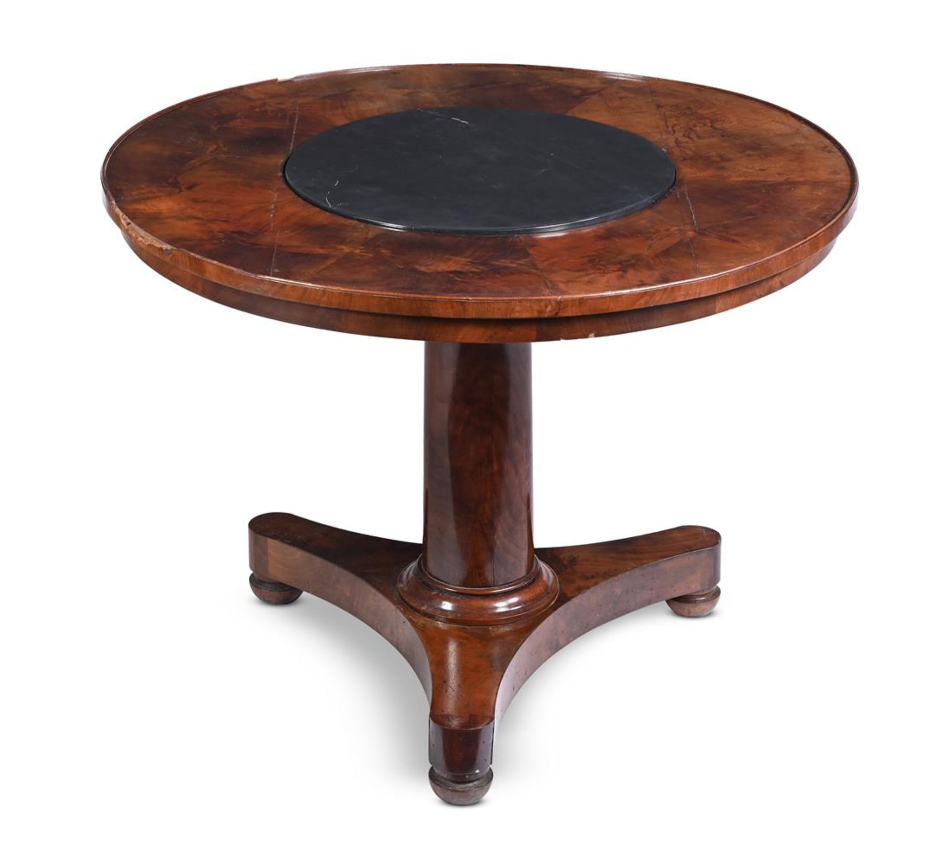 A LOUIS PHILIPPE MAHOGANY AND SLATE CENTRE TABLE, MID 19TH CENTURY