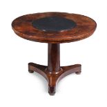 A LOUIS PHILIPPE MAHOGANY AND SLATE CENTRE TABLE, MID 19TH CENTURY