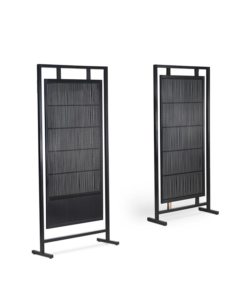 TWO EBONISED ROOM SCREENS, BY ANOUSKA HEMPEL