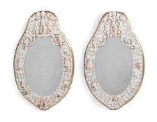 A PAIR OF DIEPPE BONE AND PARCEL GILT WALL MIRRORS, 19TH CENTURY AND LATER