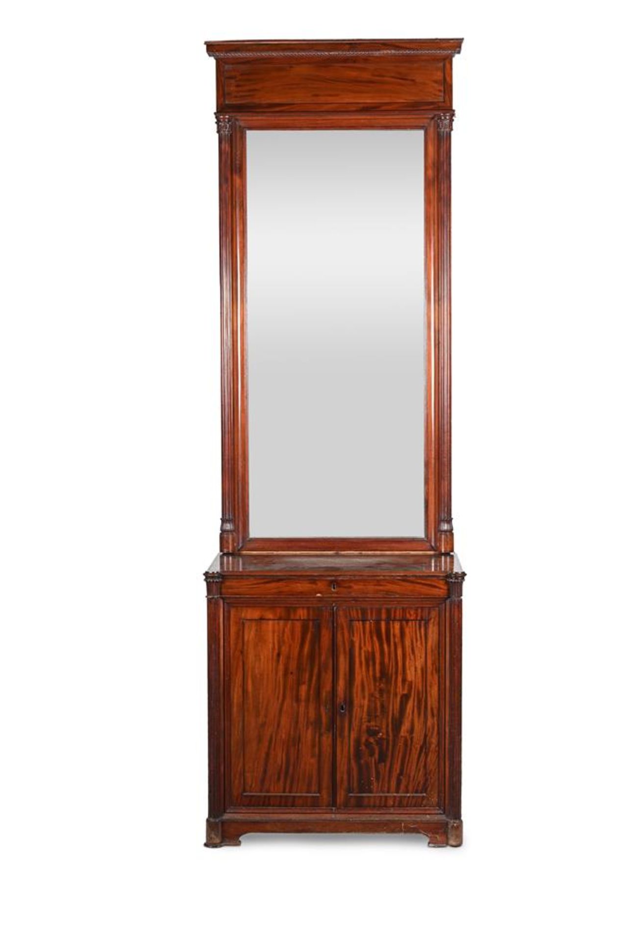 A PAIR OF MAHOGANY NEOCLASSICAL PIER GLASSES ON CABINETS SECOND HALF 20TH CENTURY - Image 3 of 3
