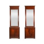 A PAIR OF MAHOGANY NEOCLASSICAL PIER GLASSES ON CABINETS SECOND HALF 20TH CENTURY