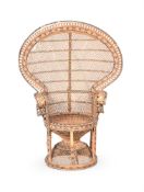 A CANED PEACOCK CHAIR, 20TH CENTURY