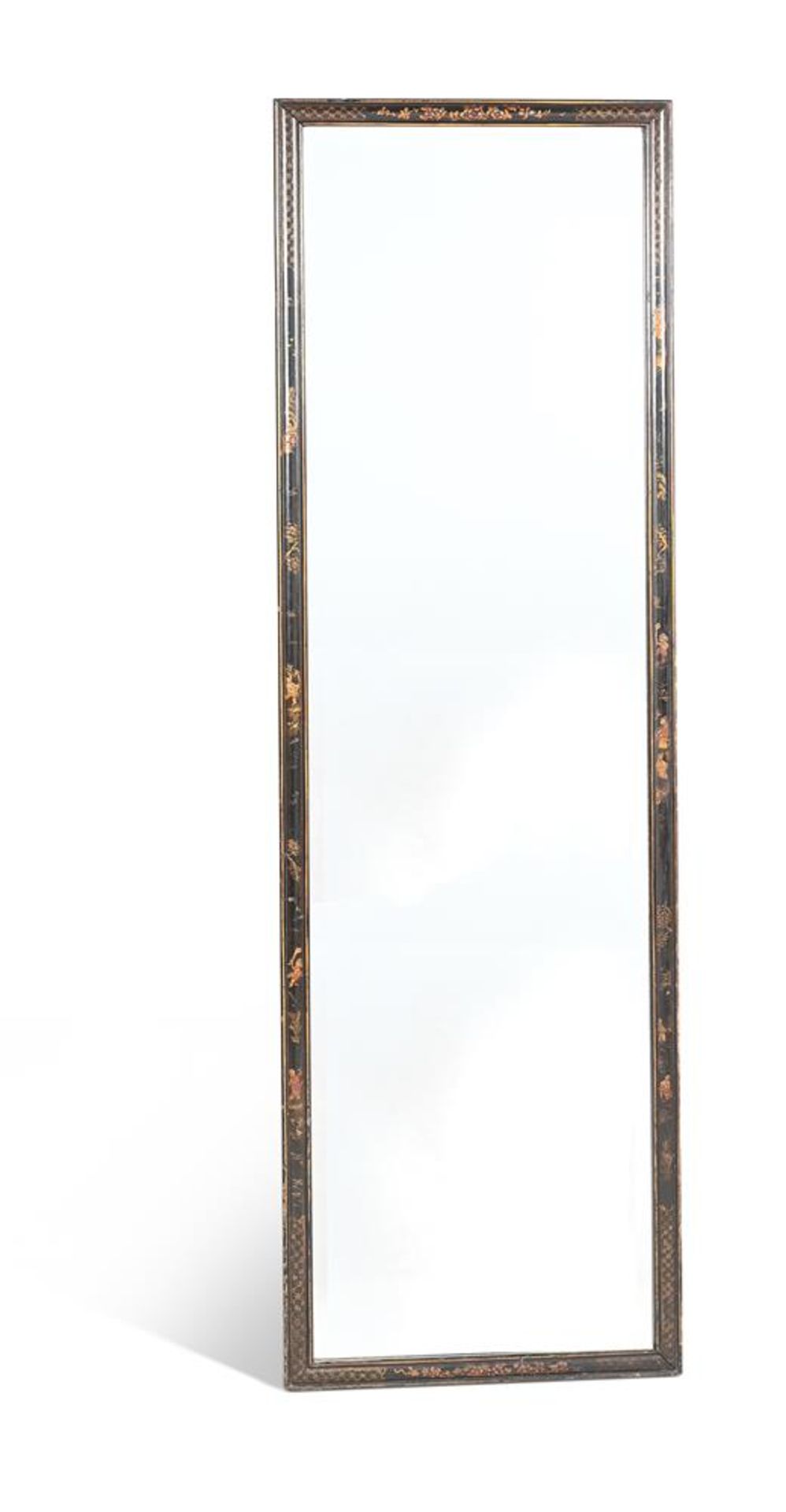 PAIR OF BLACK AND GILT CHINOISERIE DECORATED WALL MIRRORS, EARLY 20TH CENTURY - Image 3 of 3