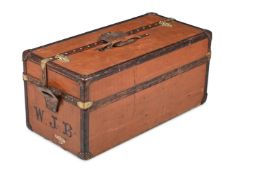 LOUIS VUITTON, A BROWN LEATHER HARD TRAVELLING TRUNK