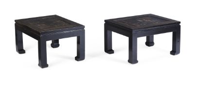 A PAIR OF CHINESE BLACK LACQUER AND GILT RECTANGULAR LOW TABLES BY ANOUSKA HEMPEL