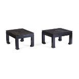 A PAIR OF CHINESE BLACK LACQUER AND GILT RECTANGULAR LOW TABLES BY ANOUSKA HEMPEL