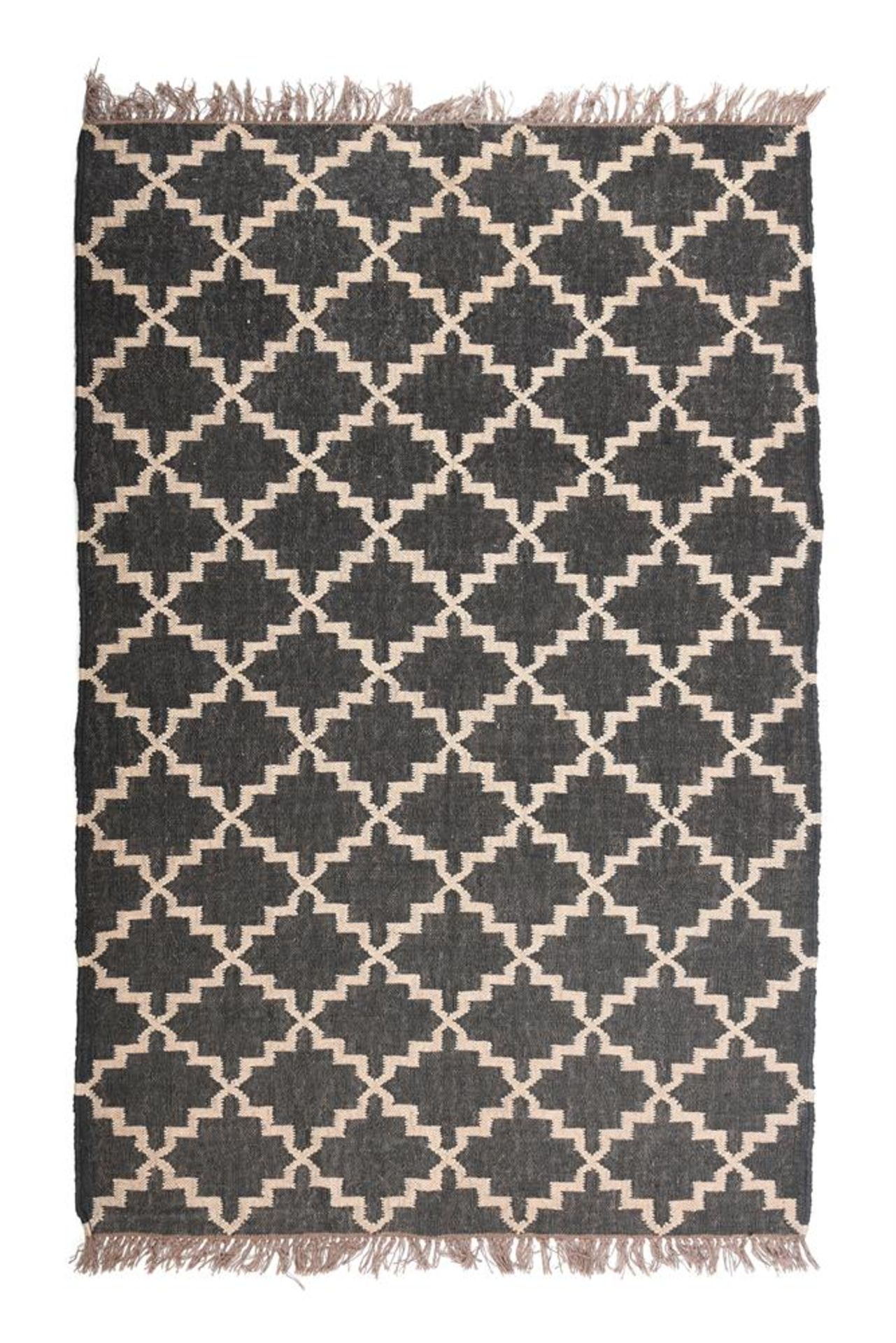 A PAIR OF BROWN GEOMETRIC PATTERNED FLATWEAVE RUGS, BY ANOUSKA HEMPEL - Image 2 of 3