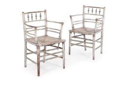A PAIR OF REGENCY WHITE PAINTED ARMCHAIRS, EARLY 19TH CENTURY