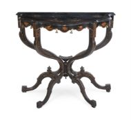 A BLACK AND GILT SIDE TABLE, LATE 19TH/EARLY 20TH CENTURY