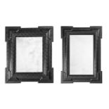 TWO SIMILAR EBONISED WALL MIRRORS IN FLEMISH 17TH CENTURY STYLE