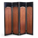 AN EBONISED AND PIERCED WOOD FOUR FOLD SCREEN, BY ANOUSKA HEMPEL