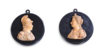 A PAIR OF 'GRAND TOUR' MARBLE CARVED PORTRAIT MEDALLIONS 19TH CENTURY