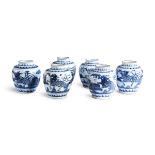 A GROUP OF SIX CHINESE BLUE AND WHITE GINGER JARS 20TH CENTURY