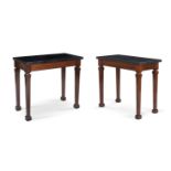 A PAIR OF MAHOGANY AND SLATE TOPPED CONSOLE TABLES BY ANOUSKA HEMPEL