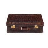 Y A BROWN ALLIGATOR SUITCASE, 20TH CENTURY