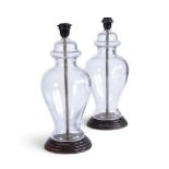 A PAIR OF BALUSTER GLASS TABLE LAMPS, BY ANOUSKA HEMPEL