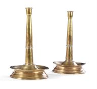 A PAIR OF BRASS CANDLESTICKS POSSIBLY DUTCH, 18TH CENTURY