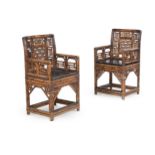 A PAIR OF CHINESE BAMBOO ARMCHAIRS 20TH CENTURY