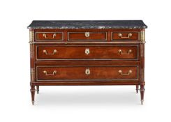 A LOUIS PHILIPPE MAHOGANY, GILT METAL AND MARBLE TOPPED COMMODE, CIRCA 1840