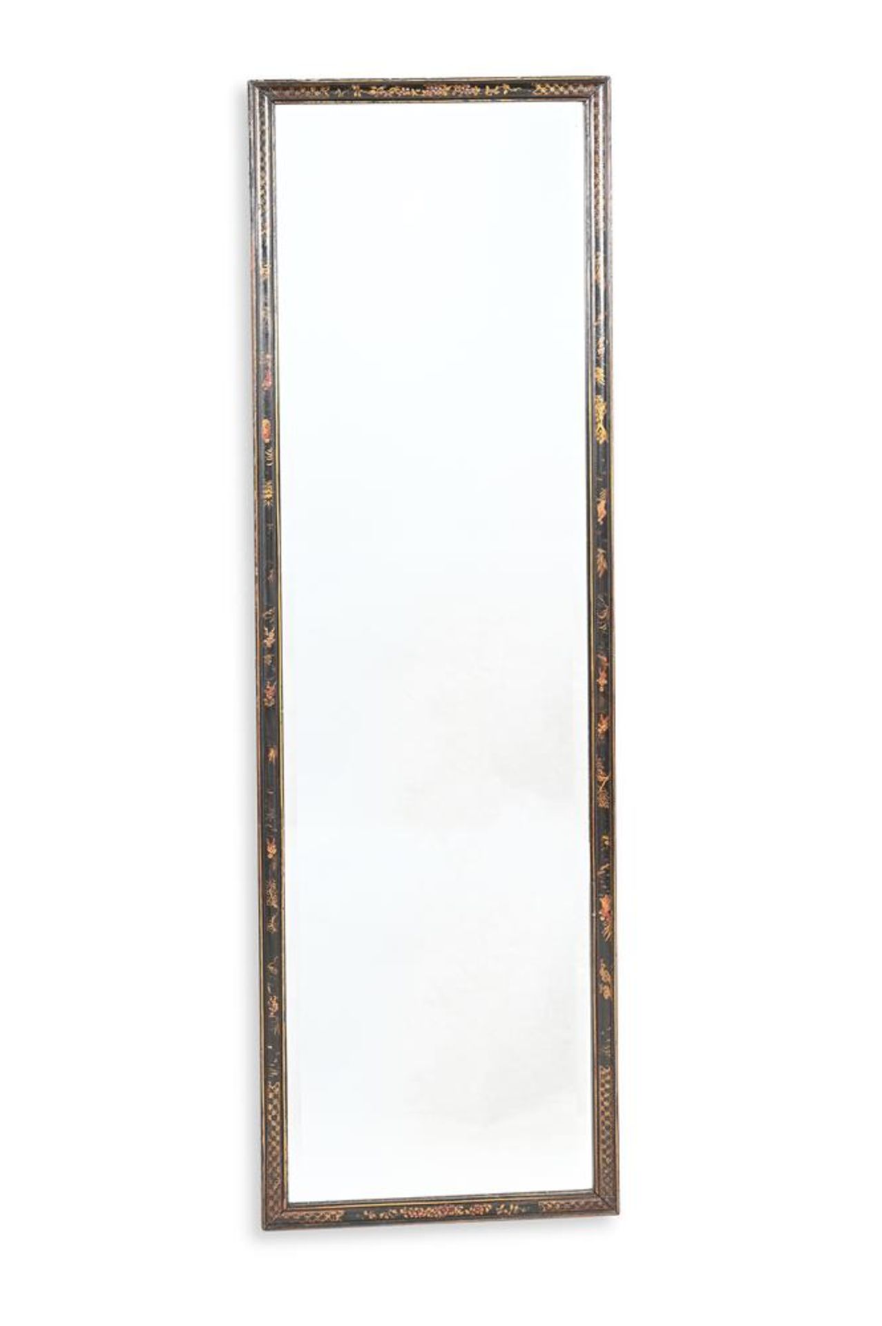 PAIR OF BLACK AND GILT CHINOISERIE DECORATED WALL MIRRORS, EARLY 20TH CENTURY - Image 2 of 3