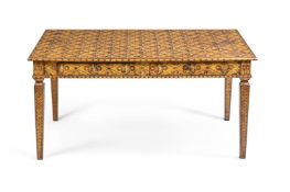 A STENCILLED AND PAINTED CENTRE TABLE, 20TH CENTURY