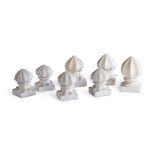 SEVEN INDIAN MARBLE CARVED FINIALS 20TH CENTURY