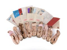 A LARGE COLLECTION OF BALLET POINTE SHOES AUTOGRAPHED BY PROMINENT BALLERINAS, 1940s AND 1950s