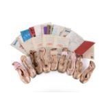 A LARGE COLLECTION OF BALLET POINTE SHOES AUTOGRAPHED BY PROMINENT BALLERINAS, 1940s AND 1950s